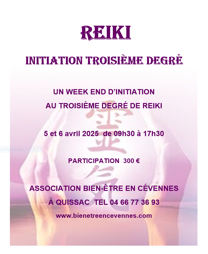 Affiche reiki 3 avril 2025